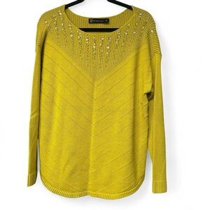 New York & Company Embellished Sweater – Size L – Mustard Yellow